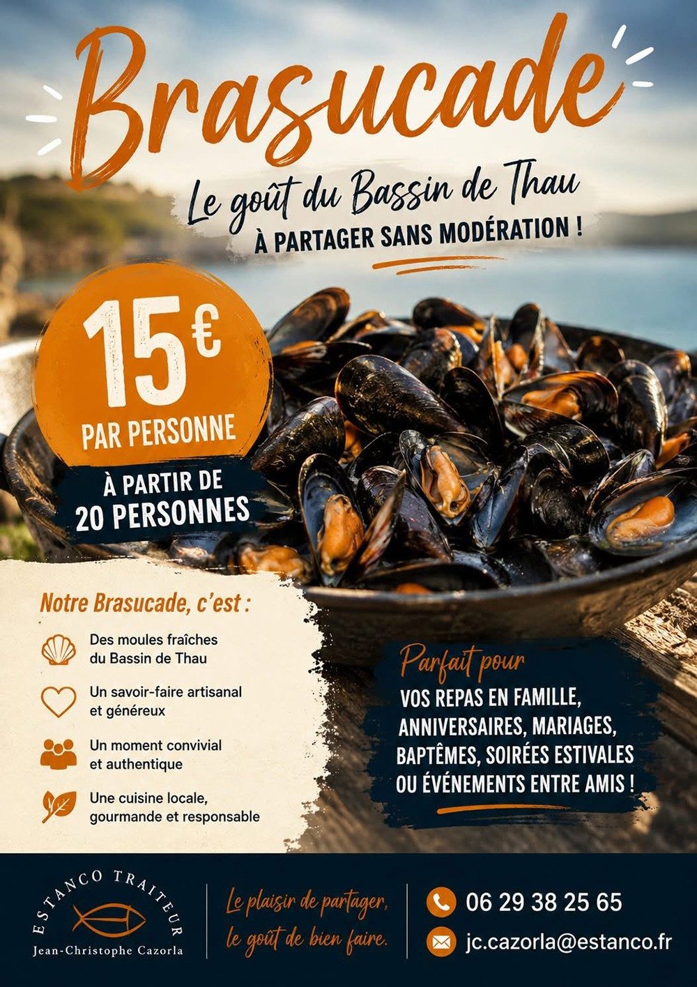 Affiche Brasucade : 15 € par personne à partir de 20 personnes
